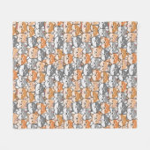 可愛い日本の柴犬犬の漫画のドードル フリースブランケット (正面(横))