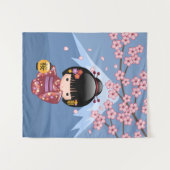 可愛い日本の芸者さんこけし人形 タペストリー (正面(横))