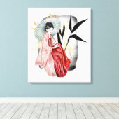 可愛い日本の芸者の娘 キャンバスプリント (インサイチュ (ウッドフロア))