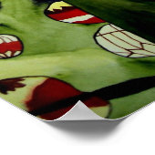 可愛い日本の芸者オリジナル水彩画 ポスター (角)