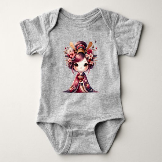可愛い日本の芸者 ベビーボディスーツ (正面)