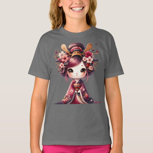 可愛い日本芸者 Tシャツ (正面)
