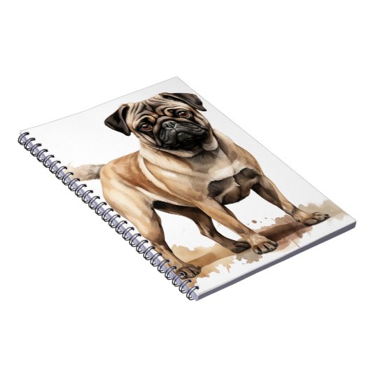 可愛い日焼け止め茶色のパグ犬 ノートブック (右側)