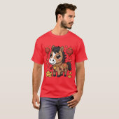 可愛い旧正月 馬 ティーシャツ | 旧正月 Tシャツ (正面フル)