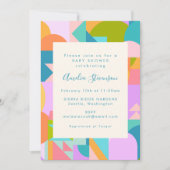 可愛い明るいカラフル幾何学的なシェイプ赤ちゃんシャワー 招待状 (正面)
