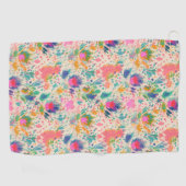 可愛い明るいカラフル散々な花柄 ゴルフタオル (横)