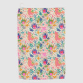 可愛い明るいカラフル散々な花柄 ゴルフタオル (正面)