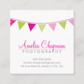 可愛い明るいバンティンはっきりしたグパーティーピンクのライムグリーン スクエア名刺 (正面)