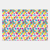 可愛い星虹キッズパーティータイル模様 ラッピングペーパーシート (正面2)