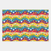 可愛い星虹キッズパーティータイル模様 ラッピングペーパーシート (正面2)