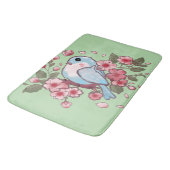 可愛い春の青い鳥と桜の水彩画 A バスマット (アングル)