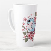 可愛い春の青い鳥と桜の水彩 A カフェラテマグ (左アングル)