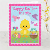 可愛い春シック&チョコレートエッグイースター カード (黄色い花)