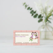 可愛い春フクロウの枝にオレンジ色のプライド縁ど 名刺 (スタンド正面)