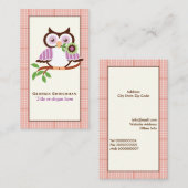 可愛い春フクロウの枝にオレンジ色のプライド縁ど 名刺 (正面/裏面)