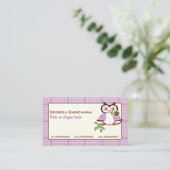 可愛い春フクロウの枝に紫色のプライド縁ど 名刺 (スタンド正面)