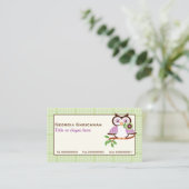 可愛い春フクロウの枝に緑のプライド縁ど 名刺 (スタンド正面)