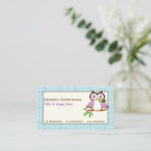 可愛い春フクロウの枝に青いプライド縁ど 名刺 (スタンド正面)