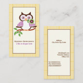 可愛い春フクロウの枝、黄色のプライド縁ど 名刺 (正面/裏面)