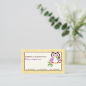 可愛い春フクロウの枝、黄色のプライド縁ど 名刺 (スタンド正面)