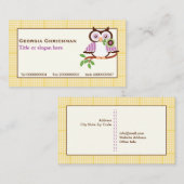 可愛い春フクロウの枝、黄色のプライド縁ど 名刺 (正面/裏面)