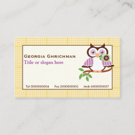 可愛い春フクロウの枝、黄色のプライド縁ど 名刺