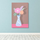 可愛い春ブーケモダン花模様印刷 キャンバスプリント (インサイチュ (ウッドフロア))