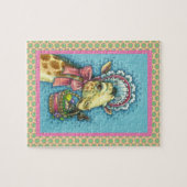 可愛い春復活祭ボンネットのキリン、卵バスケット ジグソーパズル (横)