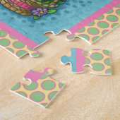 可愛い春復活祭ボンネットのキリン、卵バスケット ジグソーパズル (側面)