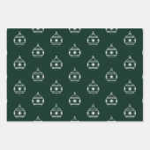 可愛い暗い松の緑の組み合わせパターンクリスマス ラッピングペーパーシート (正面2)