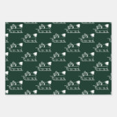 可愛い暗い松の緑の組み合わせパターンクリスマス ラッピングペーパーシート (正面)