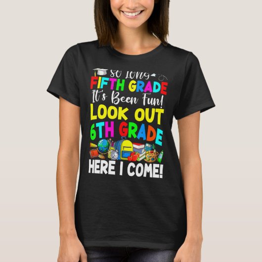 可愛い最初の日見て6年生そう長い5番目Gr Tシャツ (正面)