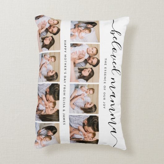 可愛い最愛のママ母の日フォトコラージュ アクセントクッション (裏面(縦))