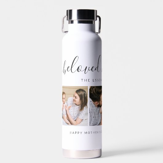 可愛い最愛のママ母の日フォトコラージュ ウォーターボトル (正面)