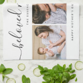 可愛い最愛のママ母の日フォトコラージュ キッチンタオル (折り畳み)