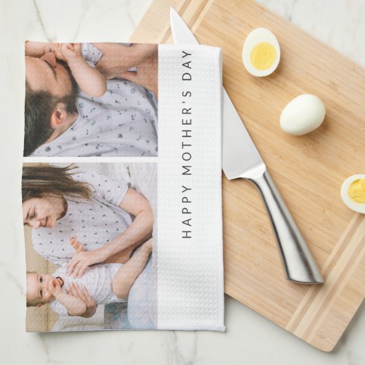 可愛い最愛のママ母の日フォトコラージュ キッチンタオル (四つ折り)