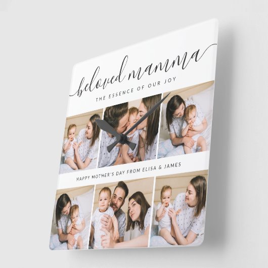 可愛い最愛のママ母の日フォトコラージュ スクエア壁時計 (傾斜)