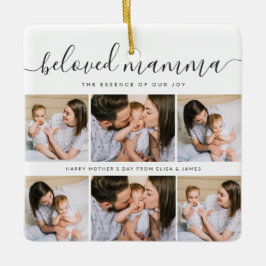 可愛い最愛のママ母の日フォトコラージュ セラミックオーナメント