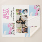 可愛い最高のお母さんピンクの花5フォトコラージュ シェルパブランケット (正面(横))