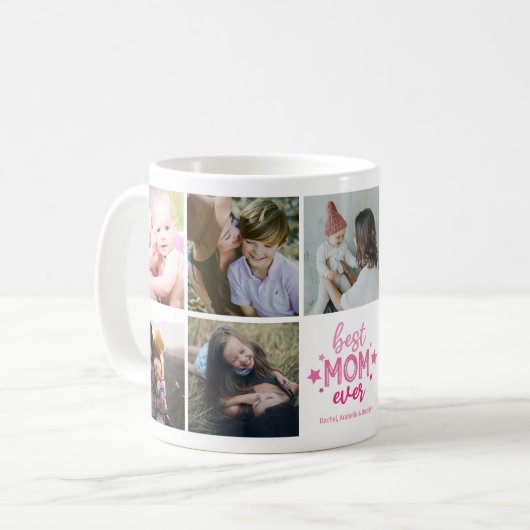 可愛い最高のお母さん今まで写真コラージュ コーヒーマグカップ (正面左)