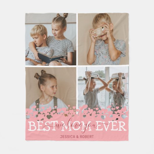 可愛い最高のお母さん今まで写真コラージュ フリースブランケット (正面)