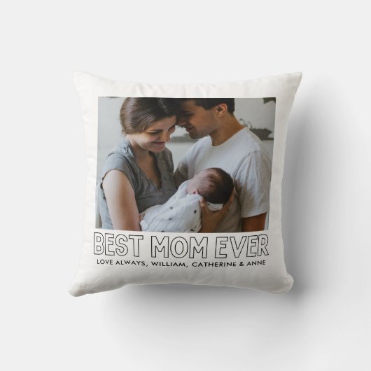 可愛い最高のお母さん今まで子どもたち母の日の写真を名付ける クッション (裏面)