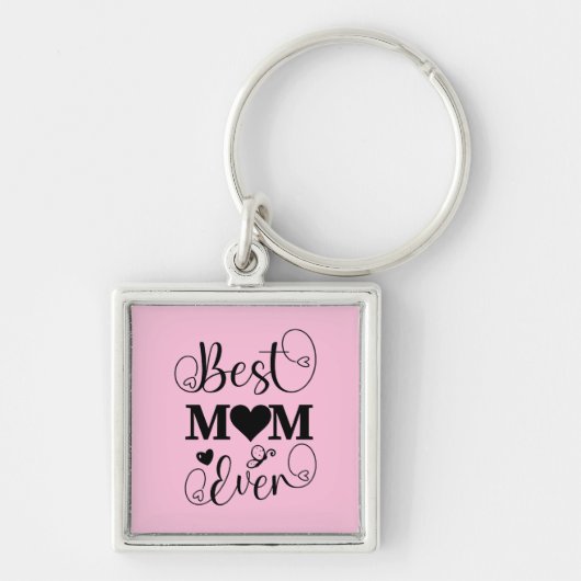 可愛い最高のママ今までのタイポグラフィスクリプトのピンク キーホルダー (正面)