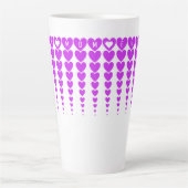 可愛い最高のママ今までネオンパープルピンクのハートティンセル カフェラテマグ (正面)