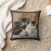 可愛い最高の友達の子猫ヴィンテージ芸術枕 クッション (ブランケット)