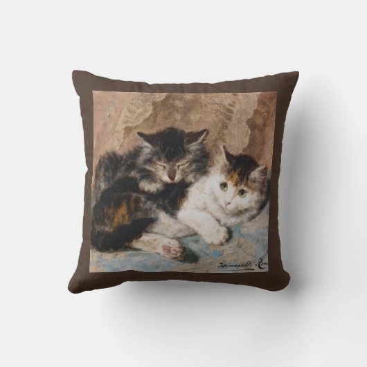 可愛い最高の友達の子猫ヴィンテージ芸術枕 クッション (裏面)