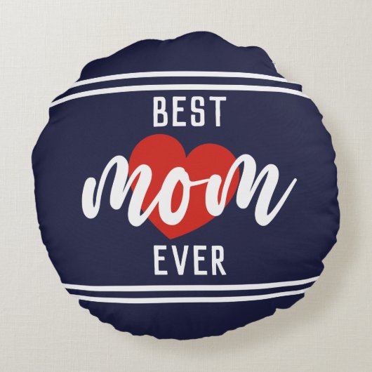 可愛い最高の文字ママとハート ラウンドクッション (裏面)