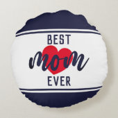 可愛い最高の文字ママとハート ラウンドクッション (裏面)