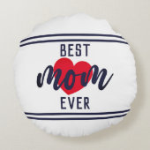 可愛い最高の文字ママとハート ラウンドクッション (裏面)