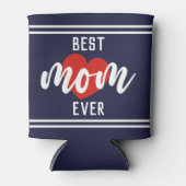 可愛い最高の文字ママとハート 缶クーラー (正面)